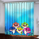 2025 NEW Baby Shark Pattern Curtains Blackout Window Drapes